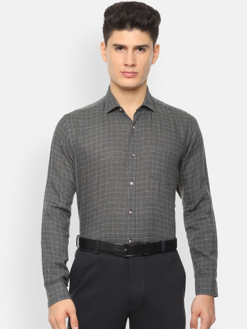 

Van Heusen Men Grey & White Regular Fit Checked Formal Shirt
