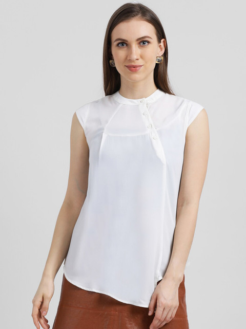 

Zink London Women Off-White Solid A-Line Top