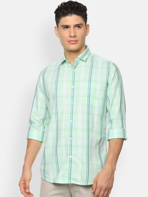 

Van Heusen Sport Men Green Slim Fit Checked Casual Shirt