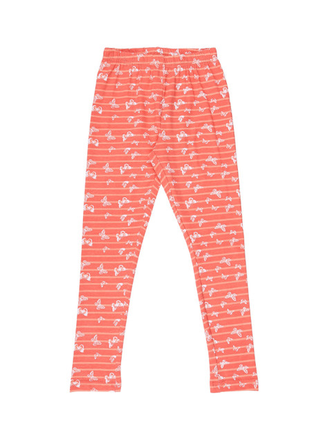 

CHALK by Pantaloons Girls Peach-Coloured & White Printed Ankle-Length Leggings