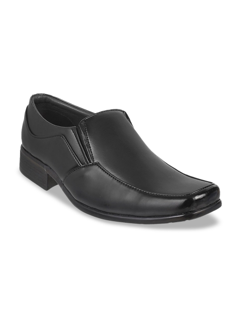 

Metro Men Black Solid Formal Slip-Ons