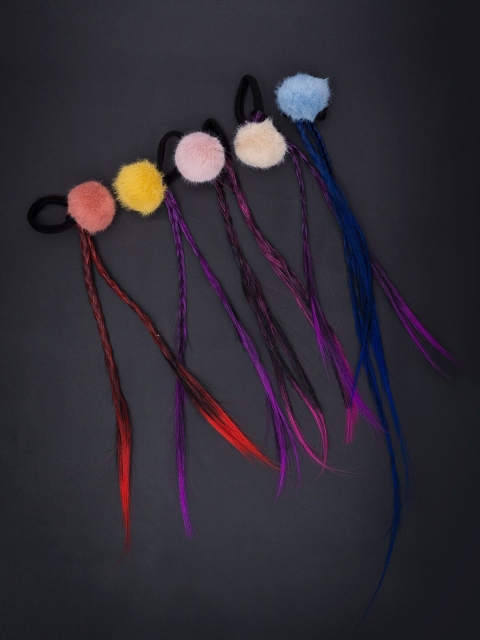 

Golden Peacock Girls Multicoloured Set of 5 Ponytail Holders, Multi