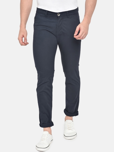 

beevee Men Navy Blue Regular Fit Solid Chinos