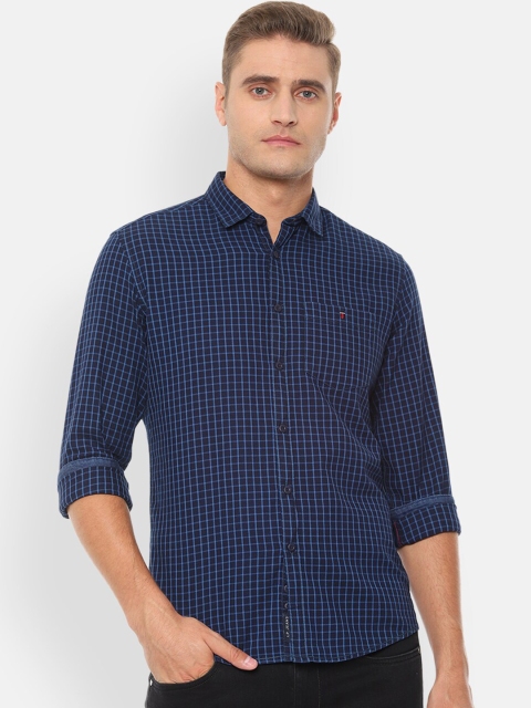 

Louis Philippe Jeans Men Navy Blue Slim Fit Checked Casual Shirt