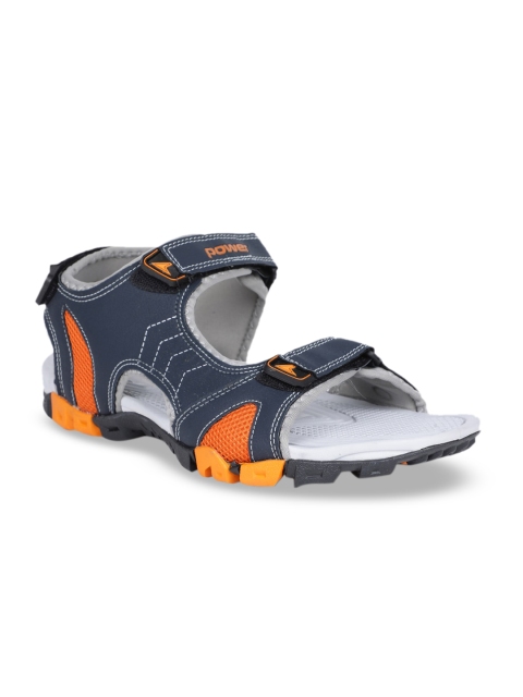

Power Men Navy Blue & Grey Solid Sports Sandals