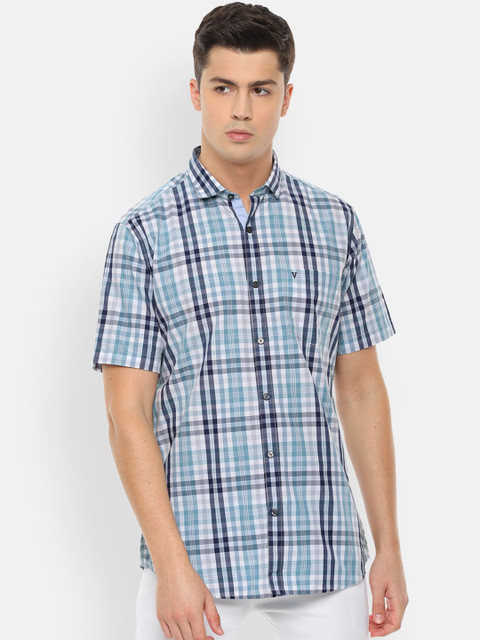 

Van Heusen Sport Men Blue & White Slim Fit Checked Casual Shirt