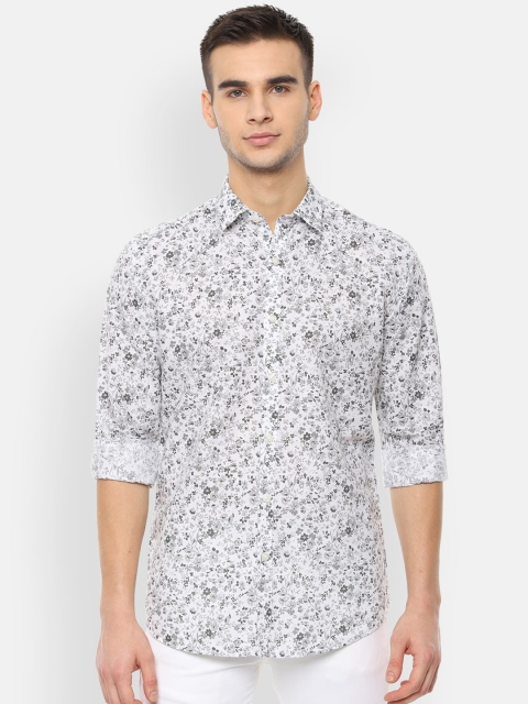 

V Dot Men White & Black Slim Fit Printed Casual Shirt