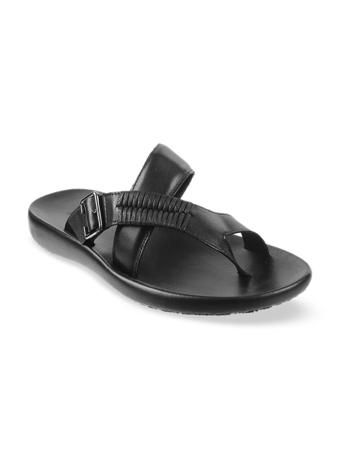 

DAVINCHI Men Black Leather Sandals