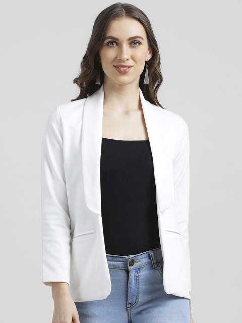 

Zink London Women White Solid Open Front Jacket