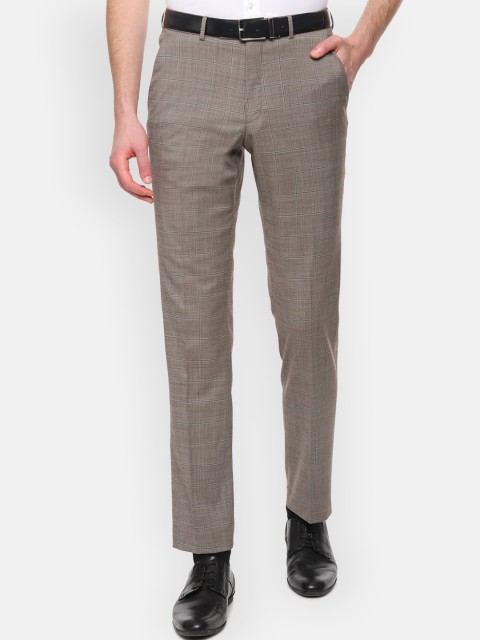 

Luxure by Louis Philippe Men Beige Slim Fit Checked Formal Trousers