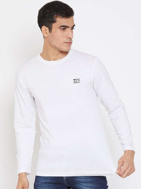 

Okane Men White Solid Round Neck T-shirt