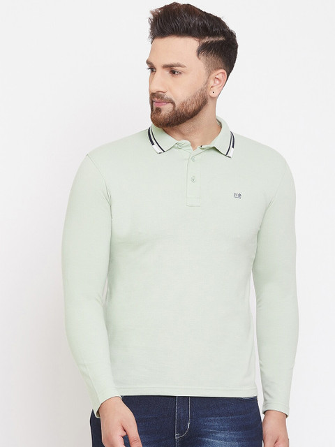 

Okane Men Mint Green Solid Polo Collar T-shirt