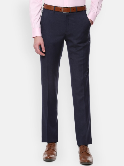 

Van Heusen Men Navy Blue Slim Fit Self Design Formal Trousers