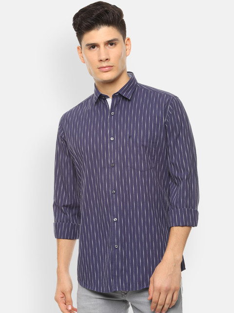 

Van Heusen Sport Men Navy Blue Slim Fit Striped Casual Shirt