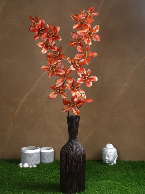 

PolliNation Set Of 2 Orange Decorative Artificial Forsythia Glitter Flower