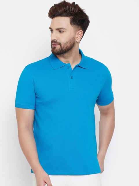 

wesquare Men Blue Solid Polo Collar T-shirt