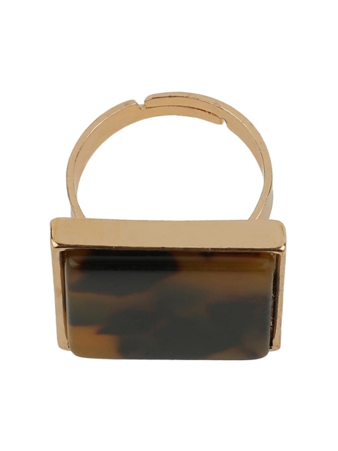 

Kazo Gold-Toned & Brown Stone-Studded Scotia Adjustable Finger Ring