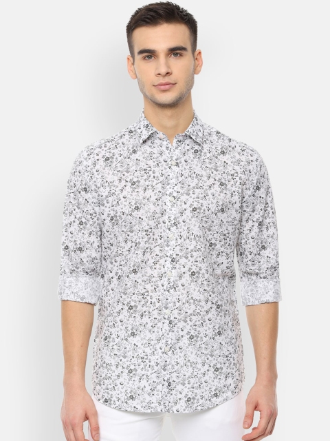 

V Dot Men White & Grey Slim Fit Printed Casual Shirt