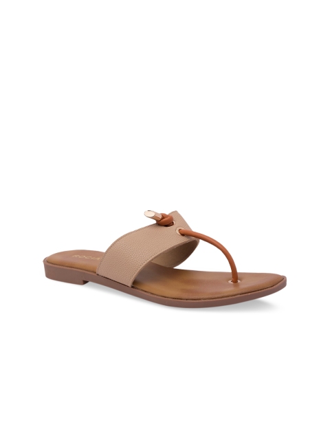 

Rocia Women Beige & Brown Solid T-Strap Flats