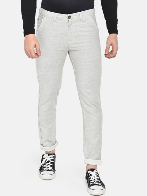 

beevee Men Grey Melange Solid Regular Trousers