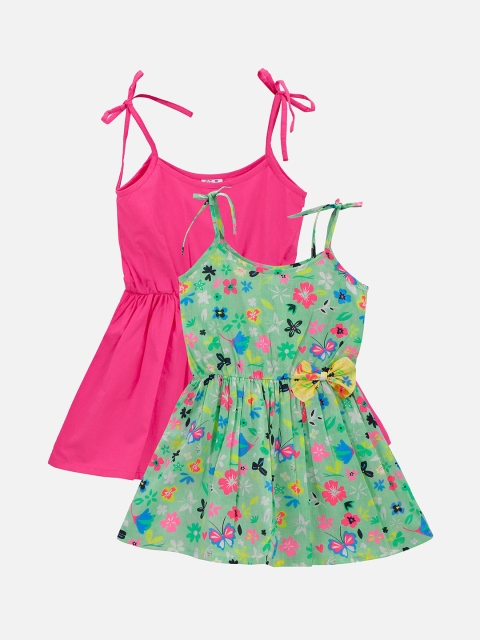 

LilPicks Girls Pink Pack Of 2 Fit and Flare Dress