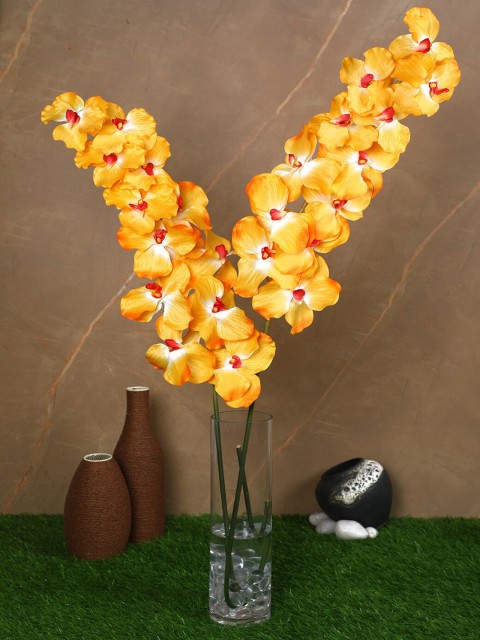 

Pollination Set Of 2 Yellow Stunning Artificial Vanda Orchid Flower
