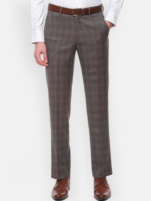 

Luxure by Louis Philippe Men Brown Slim Fit Checked Formal Trousers