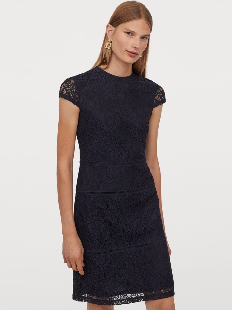 

H&M Women Navy Blue Lace Dress