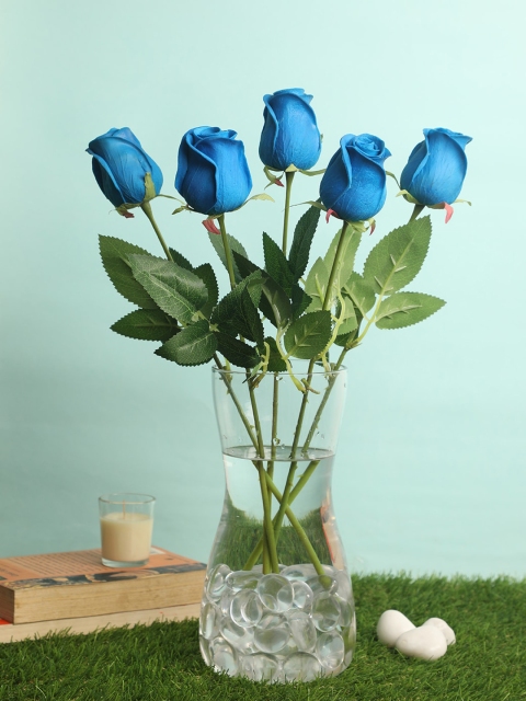 

PolliNation Blue Set Of 5 Royal Artificial Rose Flowers