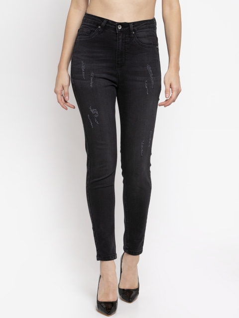 

Global Republic Women Black Regular Fit Mid-Rise Low Distress Jeans