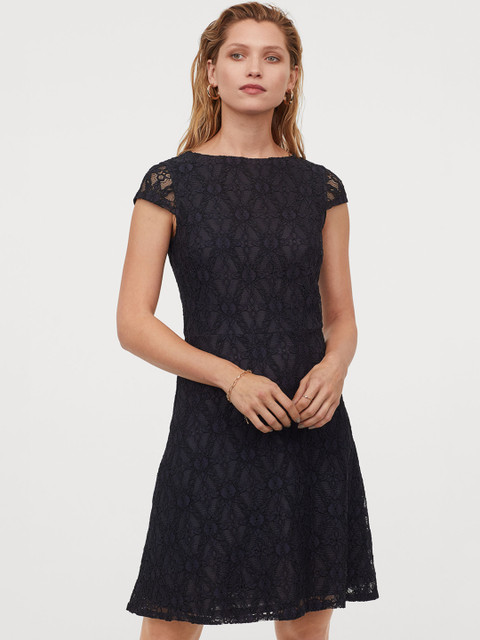 

H&M Women Navy Blue Lace Dress