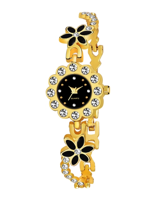

VeBNoR Girls Black & Gold-Toned Analogue Watch WT 141