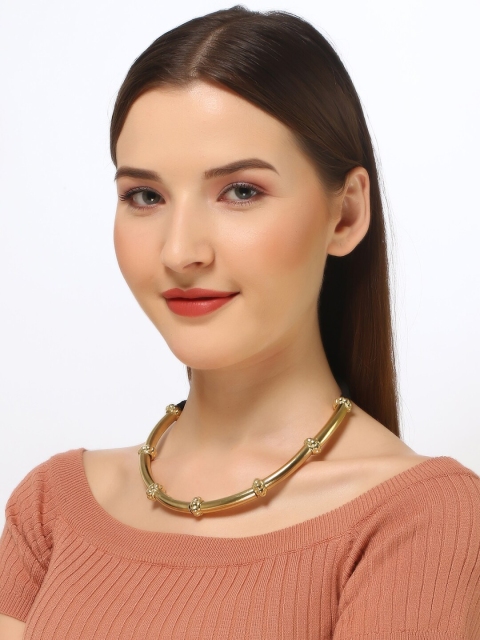

Infuzze Gold-Plated & Black Statement Choker Necklace