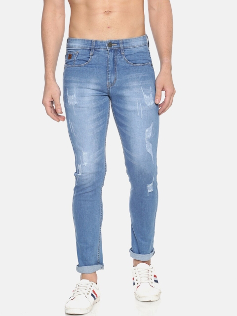 Campus Sutra Men Blue Slim Fit Mid-Rise Mildly Distressed Jeans