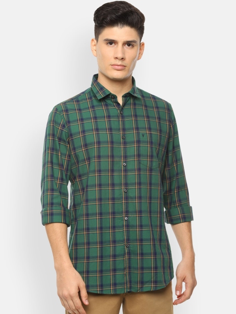 

Van Heusen Sport Men Green & Navy Blue Slim Fit Checked Casual Shirt