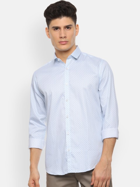 

V Dot Men Blue Slim Fit Printed Casual Shirt