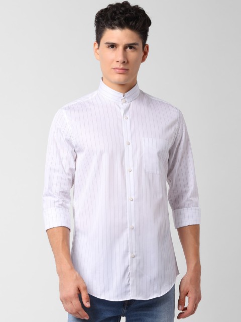 

Peter England Elite Men White Slim Fit Striped Casual Shirt