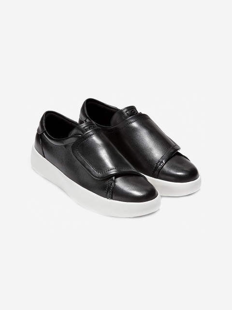 

Cole Haan Women Black & White Solid Slip-On Leather Sneakers