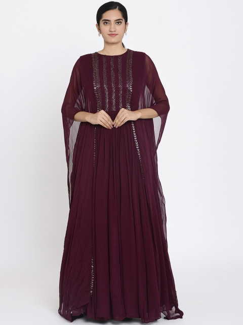 

Koskii Women Purple Embellished Maxi Dress