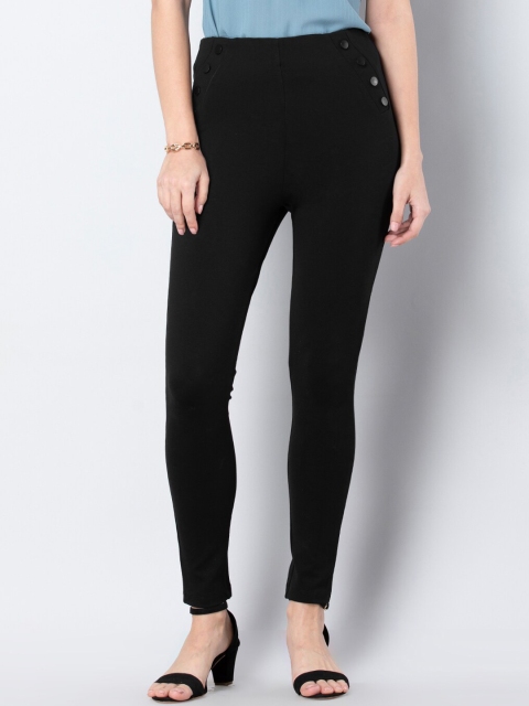 

FabAlley Women Black Solid Skinny-Fit Treggings