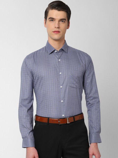 

Peter England Elite Men Blue & Grey Regular Fit Checked Formal Shirt