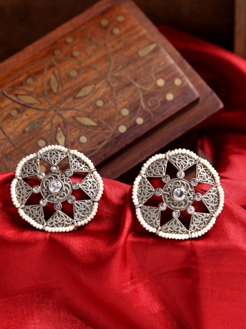 

Infuzze Silver-Plated & White Circular Studs