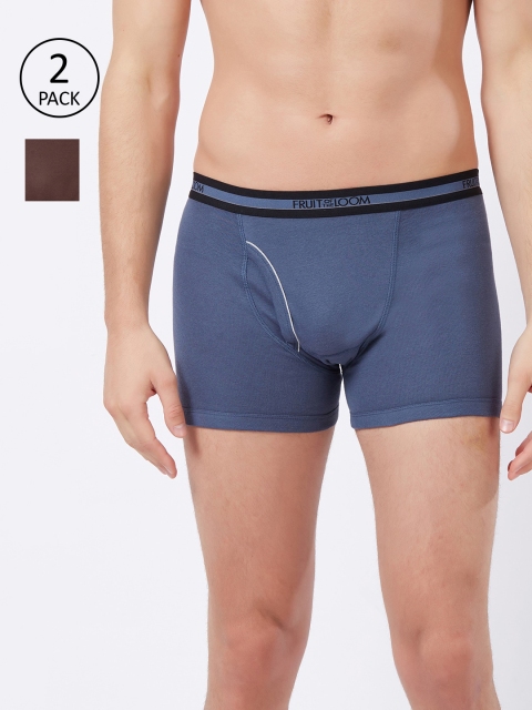 

Fruit of the loom Men Pack Of 2 Solid Trunks MBB02-2P-A1S4, Brown