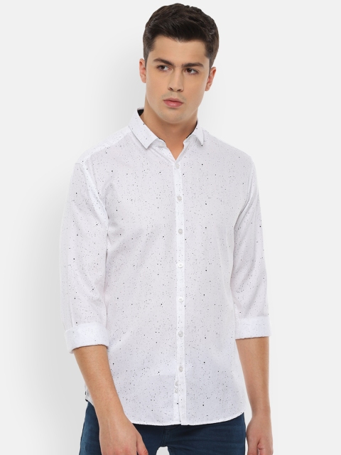 

V Dot Men White & Black Slim Fit Printed Casual Shirt