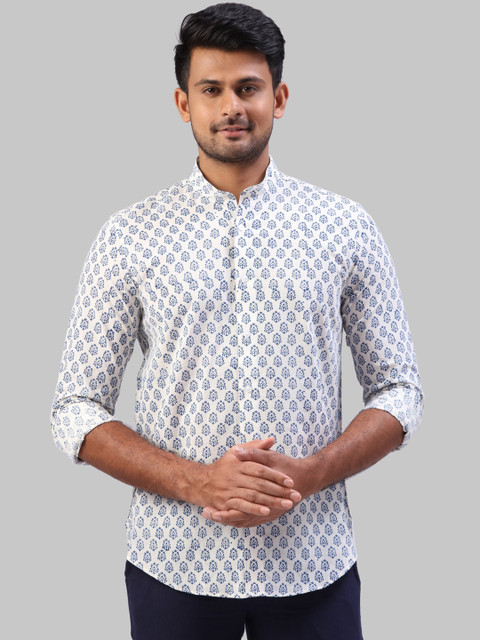 

Raymond Men White & Blue Regular Fit Printed Casual Shirt