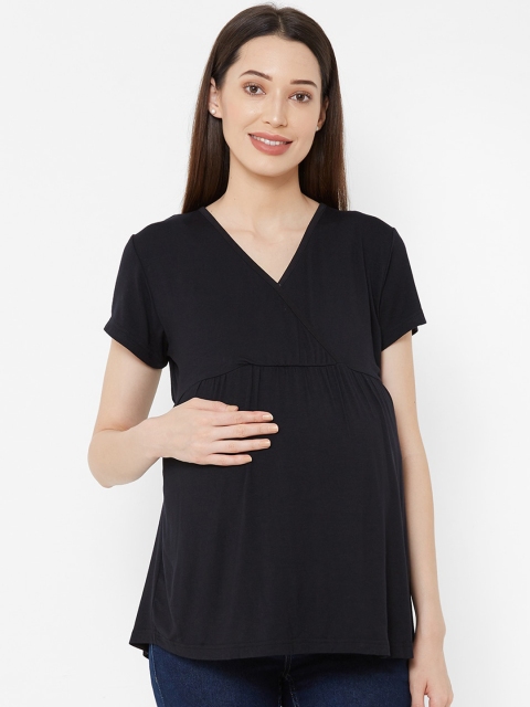 

Mystere Paris Women Black Solid A-Line Maternity Top