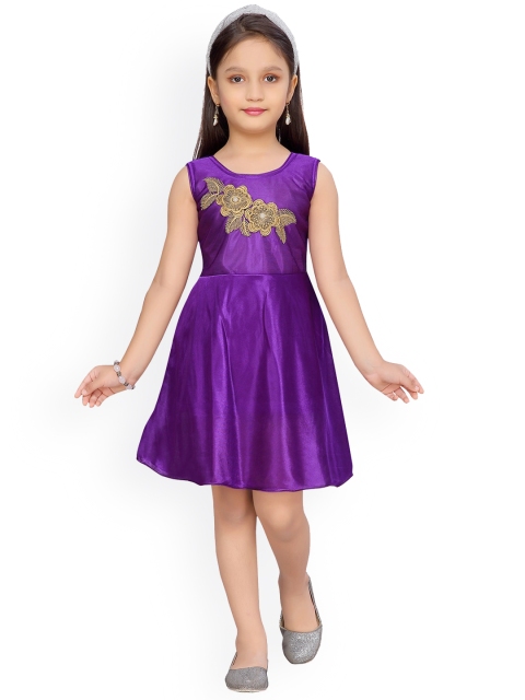 

Aarika Girls Purple Embroidered Fit and Flare Dress