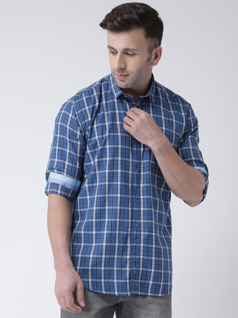 

COBB Men Blue & White Slim Fit Checked Casual Shirt