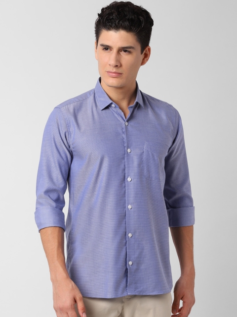 

Peter England Elite Men Blue Regular Fit Self Design Casual Shirt