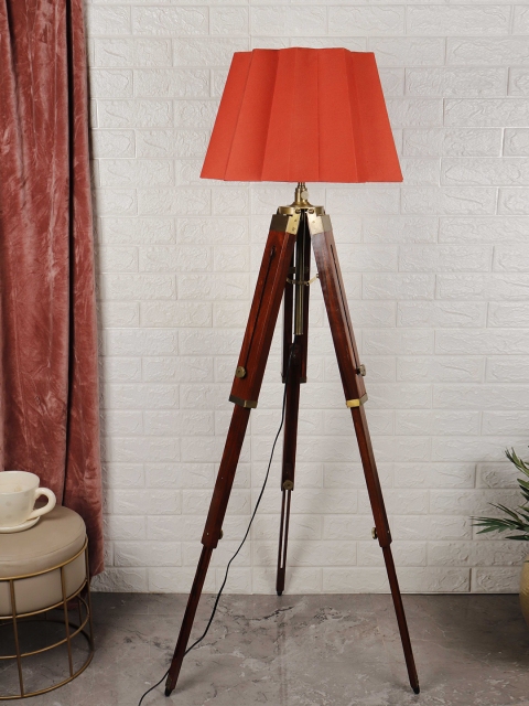 Grated Ginger Orange Solid Handcrafted Floor Lamp with Shade